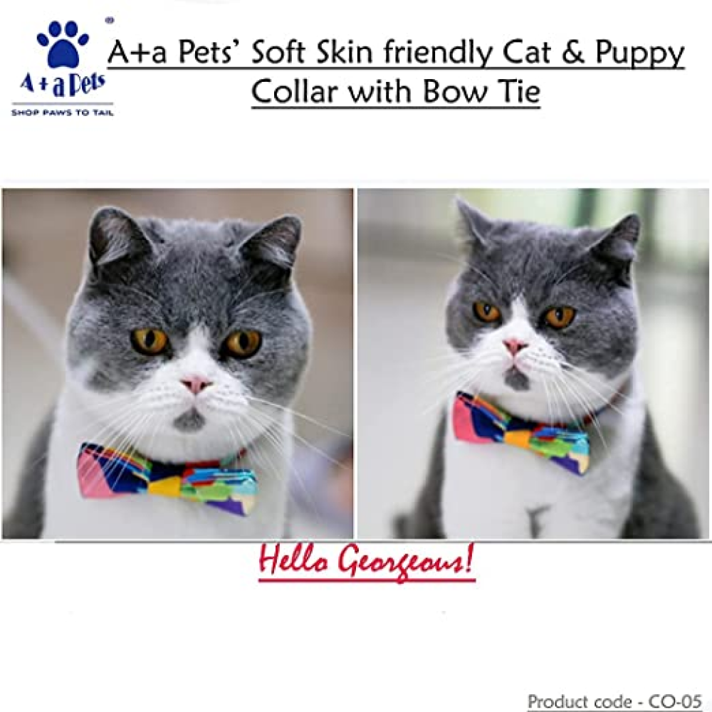 A Plus A Pets 2in1 Soft Skin Friendly Collar with Bow-Tie for Pets