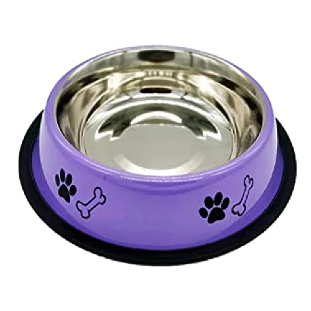 Emily Pets Stainless Steel Paw Printed Food Water Feeding Bowl for Pets