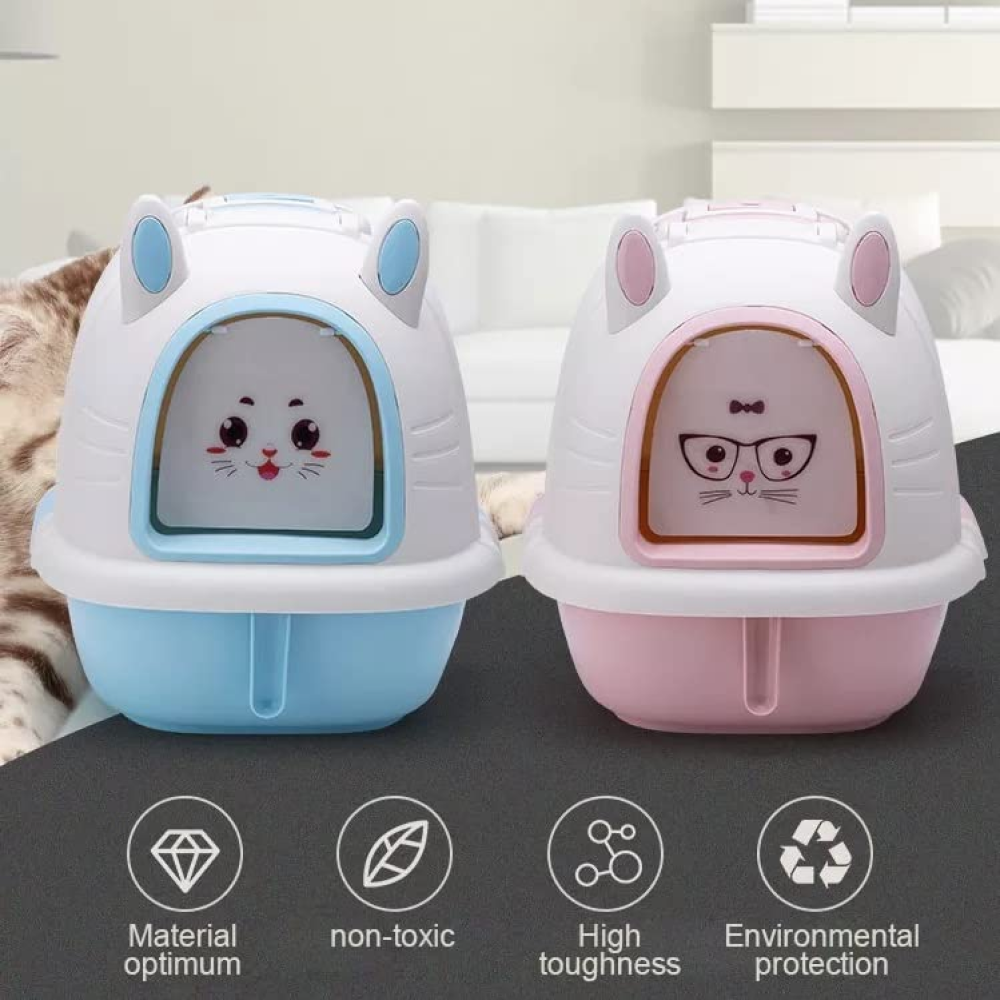 PetGains Fully Enclosed Litter Box Deodorant Anti-Stink Toilet for Cats