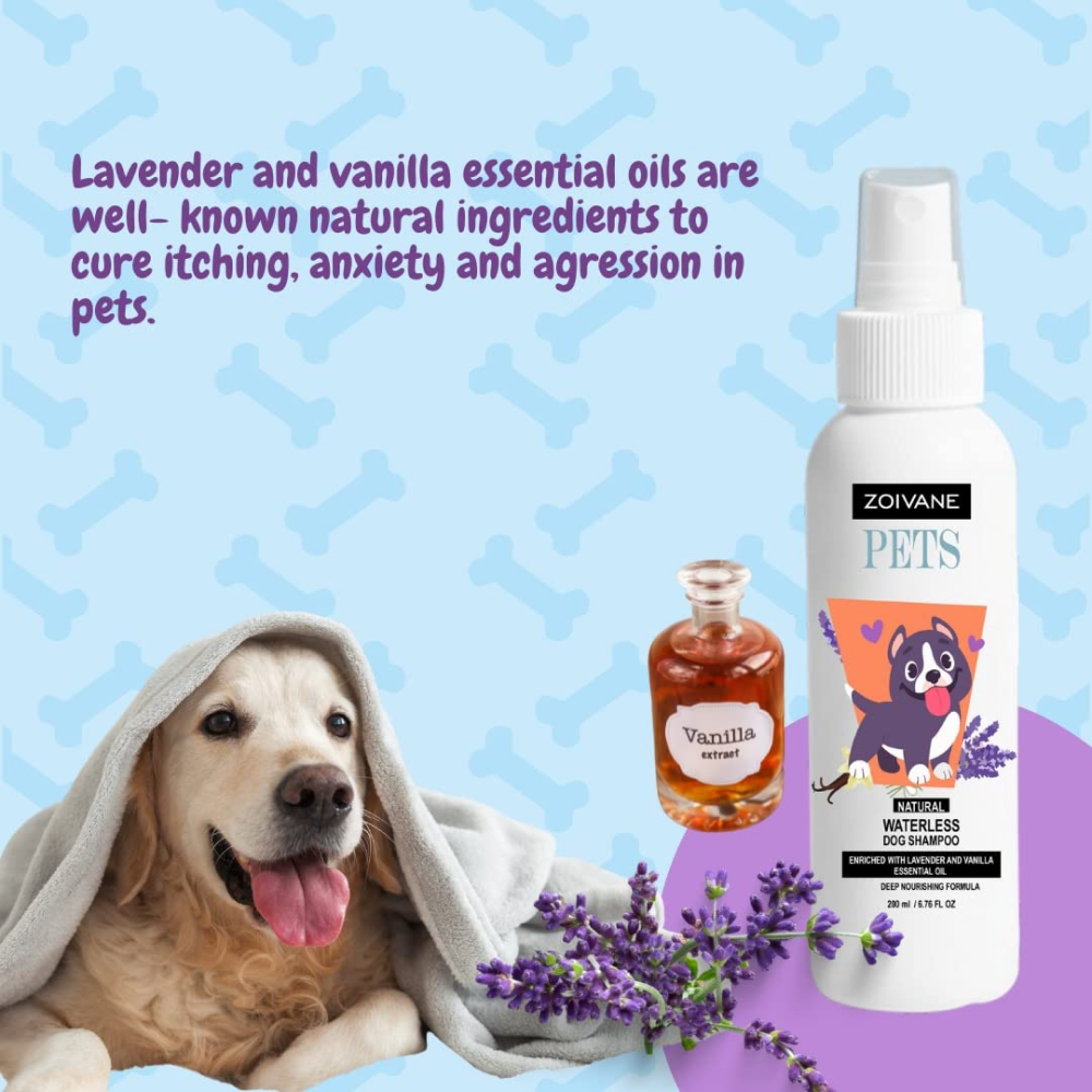 Zoivane Waterless Shampoo for Dogs (Vanilla and Lavender)