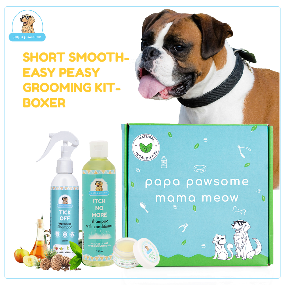 Papa Pawsome Short Smooth Coat Easy Peasy Grooming Kit (Boxer)