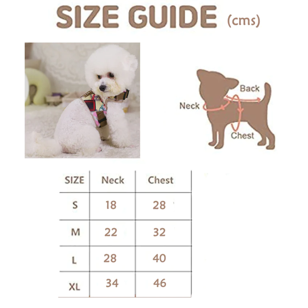 A Plus A Pets Retro Vest Style Harness & Leash Set For Pets (London Beige)