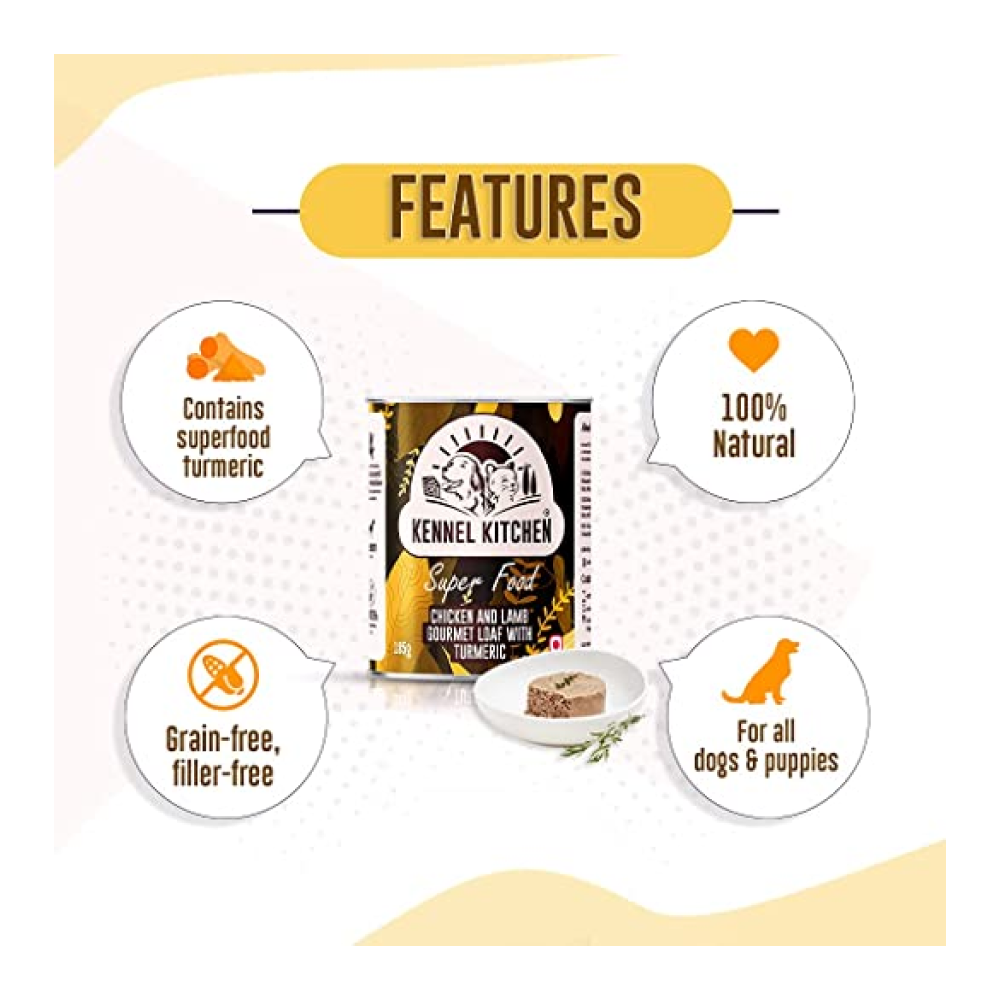 Kennel Kitchen Chicken and Lamb Gourmet Loaf with Turmeric Dog Wet Food for Adult & Puppies