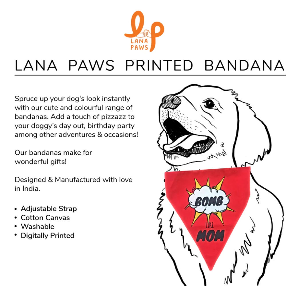 Lana Paws Bomb Like Mom Adjustable Dog Bandana/Scarf (Pink)