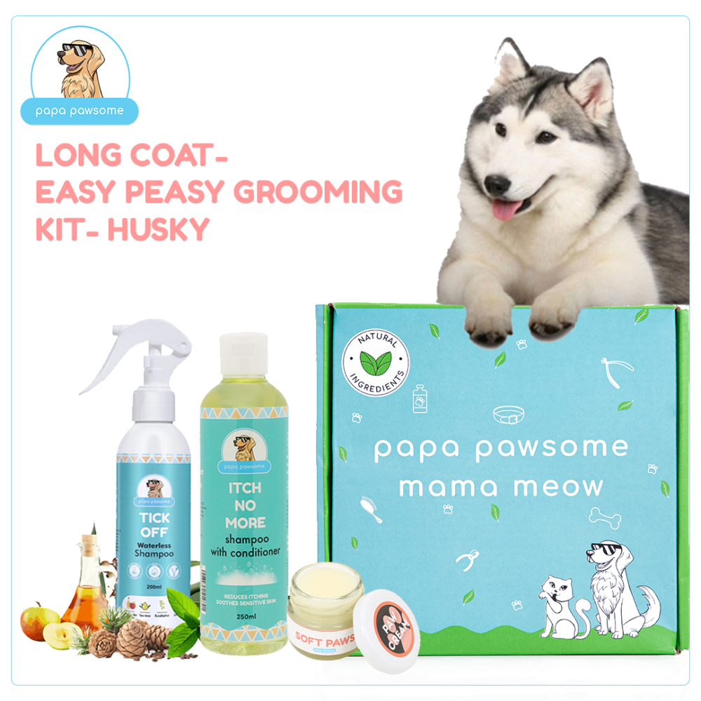 Papa Pawsome Short Smooth Coat Easy Peasy Grooming Kit (Husky)