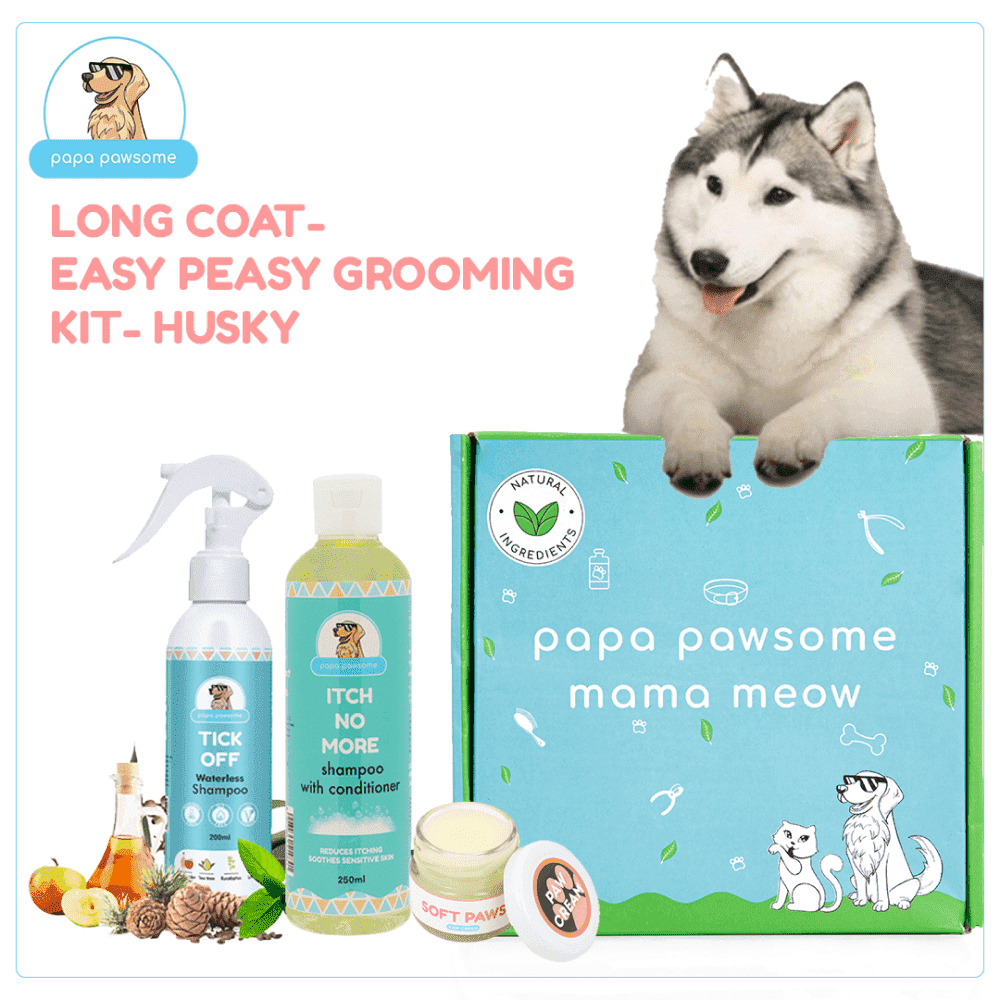 Papa Pawsome Short Smooth Coat Easy Peasy Grooming Kit (Husky)