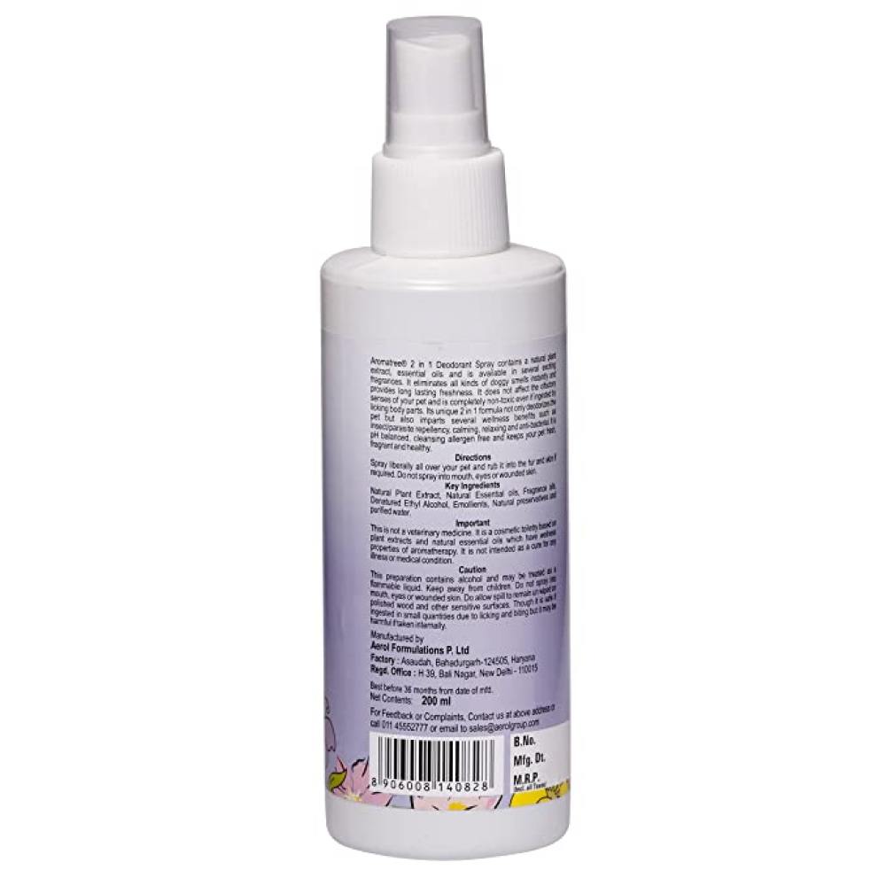 AromaTree Lavender Fragrance 2 in 1 Deodorant Spray for Pets
