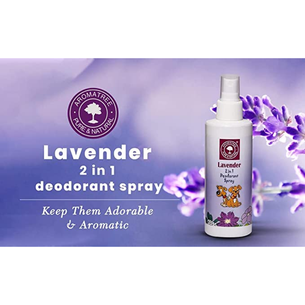 AromaTree Lavender Fragrance 2 in 1 Deodorant Spray for Pets