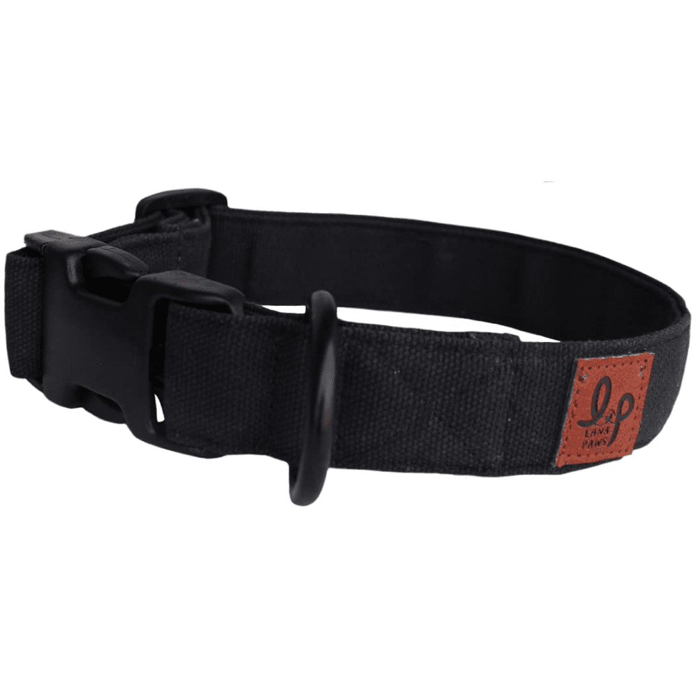 Lana Paws Black Canvas Dog Collar