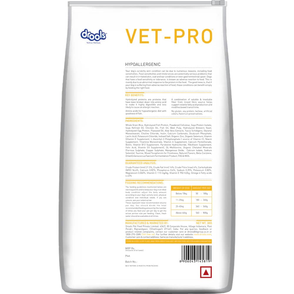 Drools VET PRO Hypoallergenic Adult Dog Dry Food