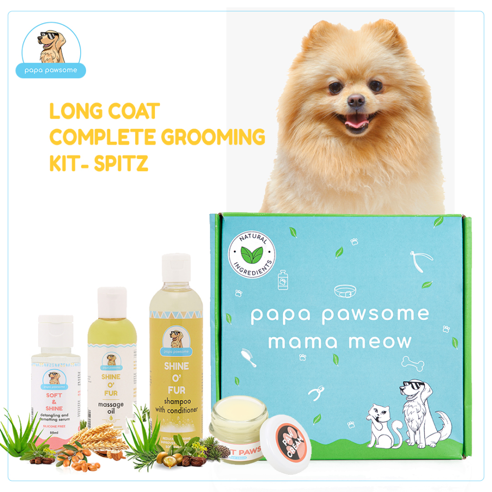 Papa Pawsome Long/Drop Coat Complete Grooming Kit (Spitz)
