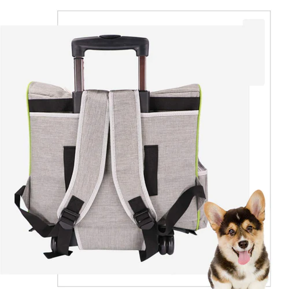 Emily Pets Rolling Carrier with Wheel for Pets - Black