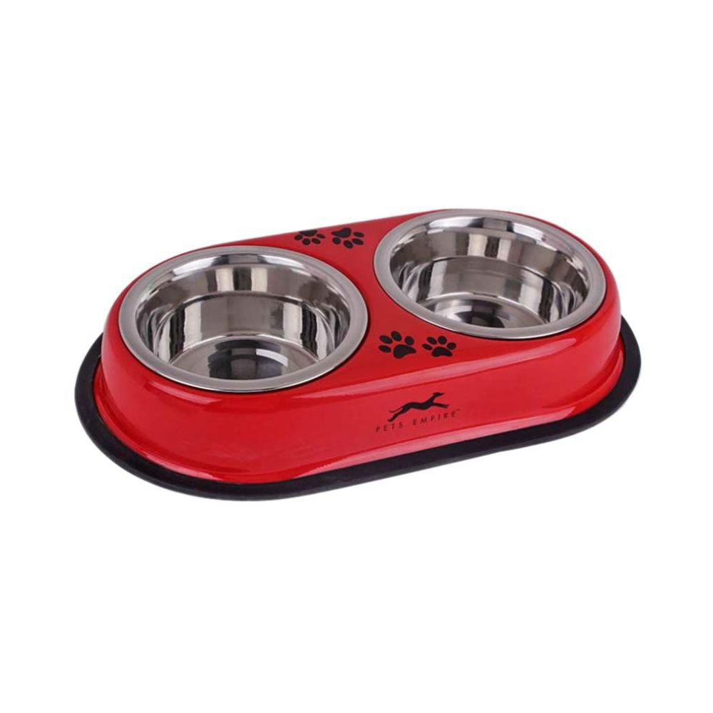 Pets Empire Solid Double Diner Bowls (Assorted)