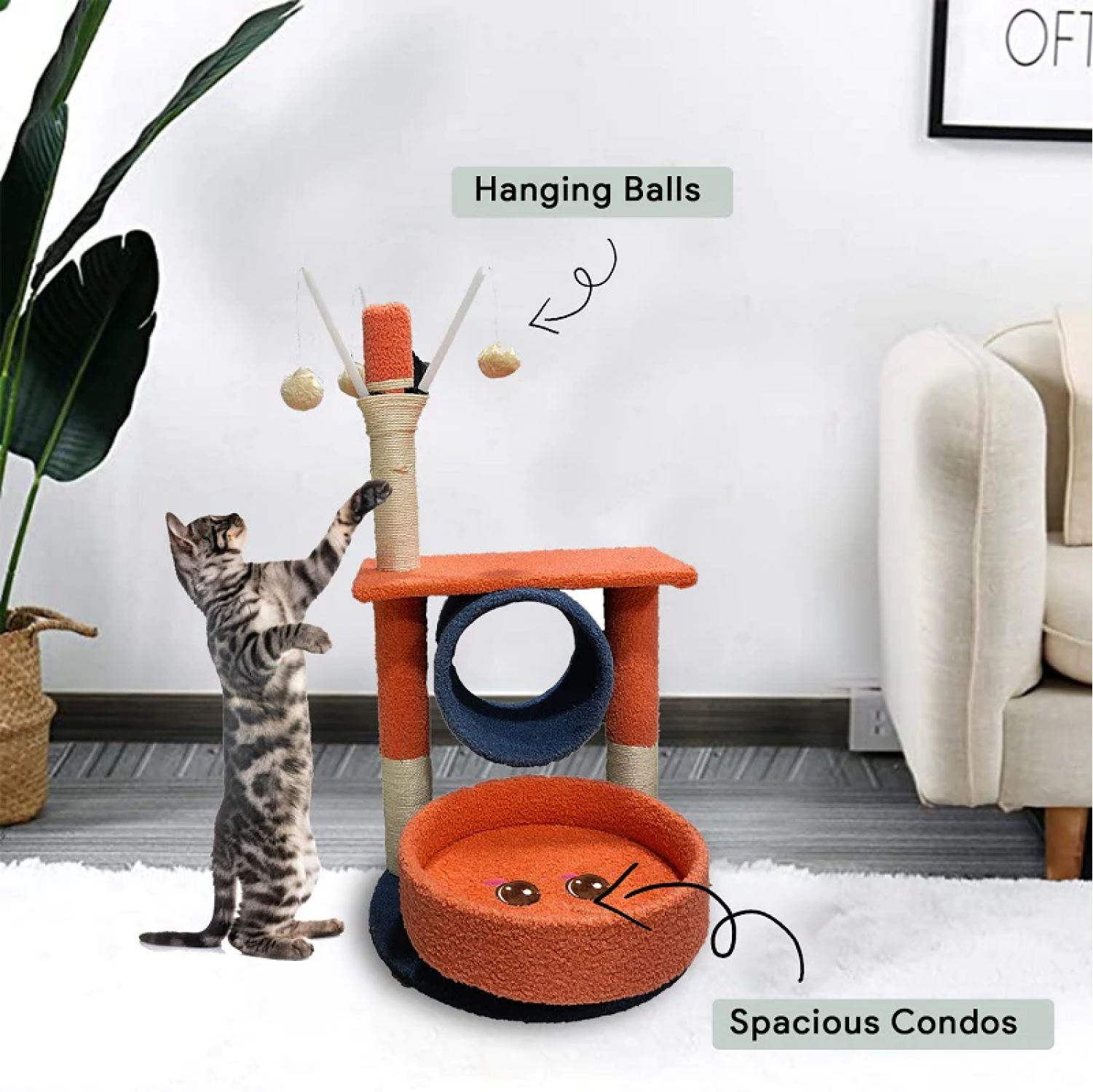 Goofy Tails Tree Post with Toy for Cats