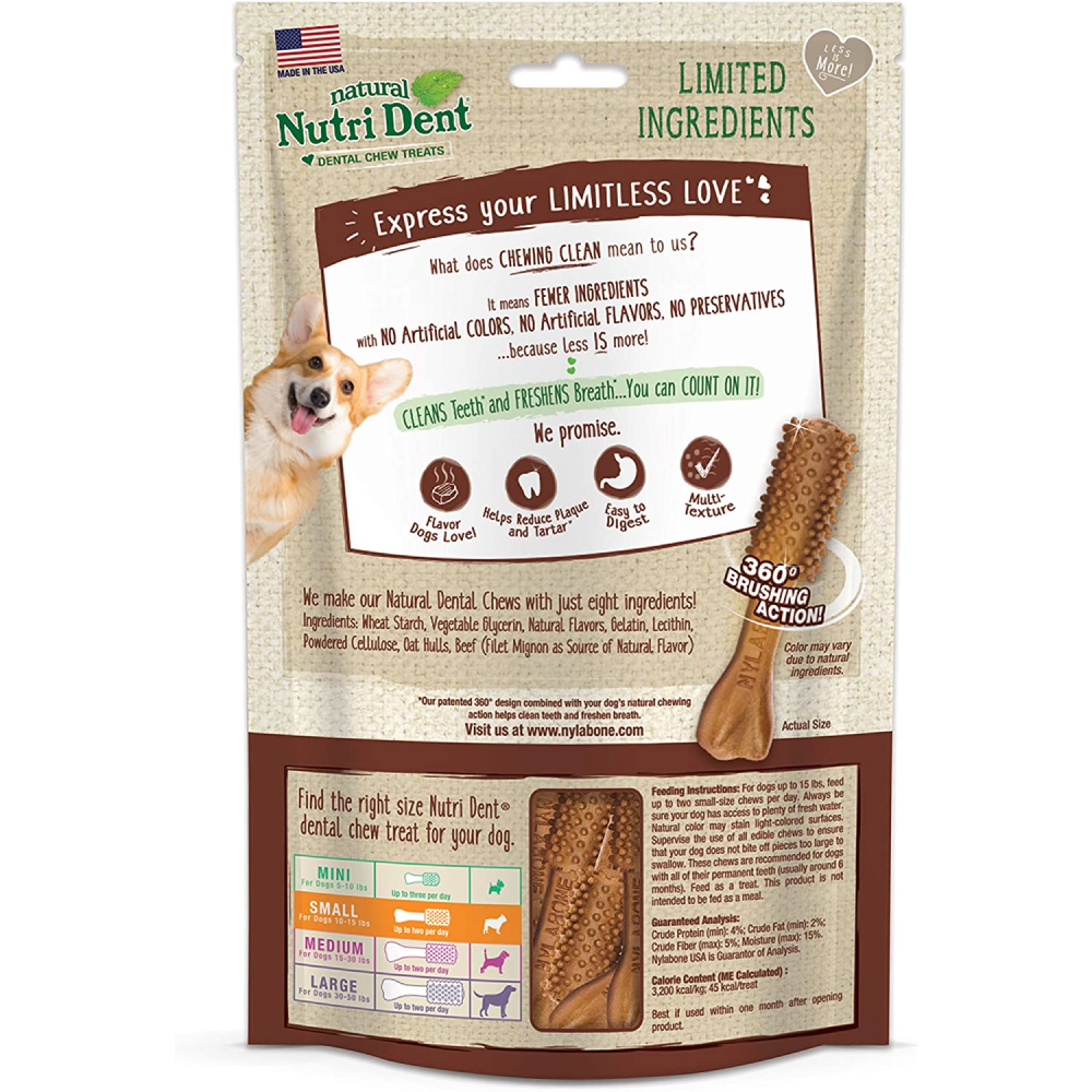 Nylabone Filet Mignon Nutri Dent Dental Treats for Small Breed Dogs