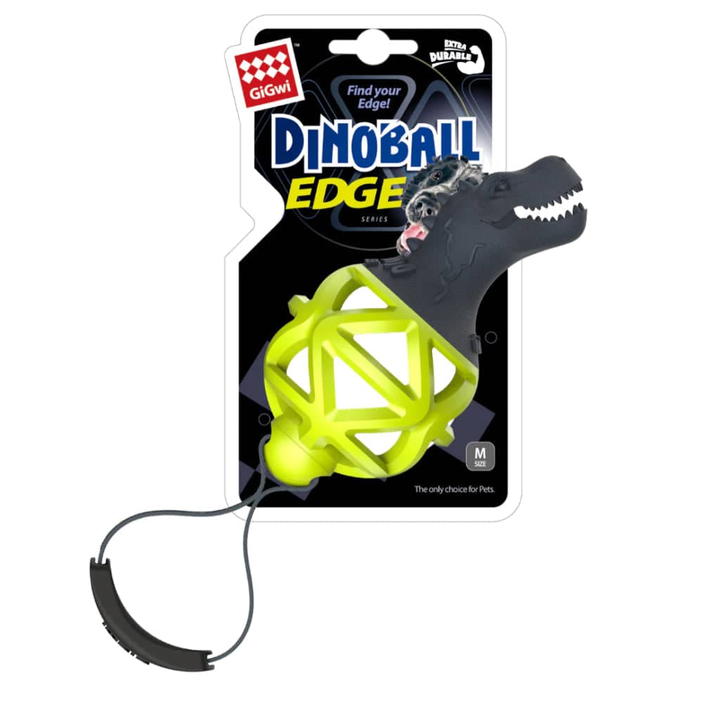 Gigwi Dinoball Edge with Strap Chew Toy for Dogs (Green)