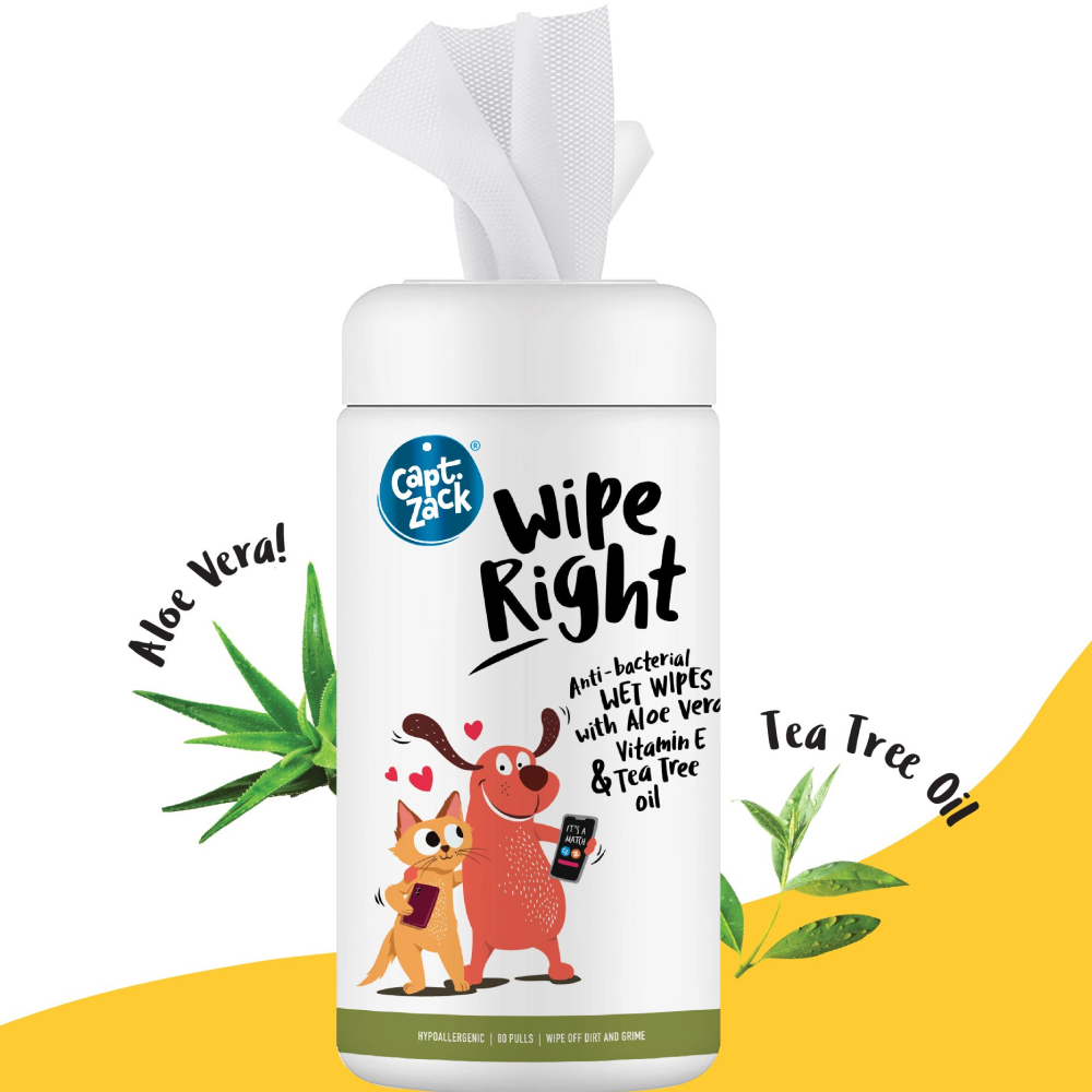 Captain Zack Wipe Right Anti- Bacterial Pet Wipes for Dogs