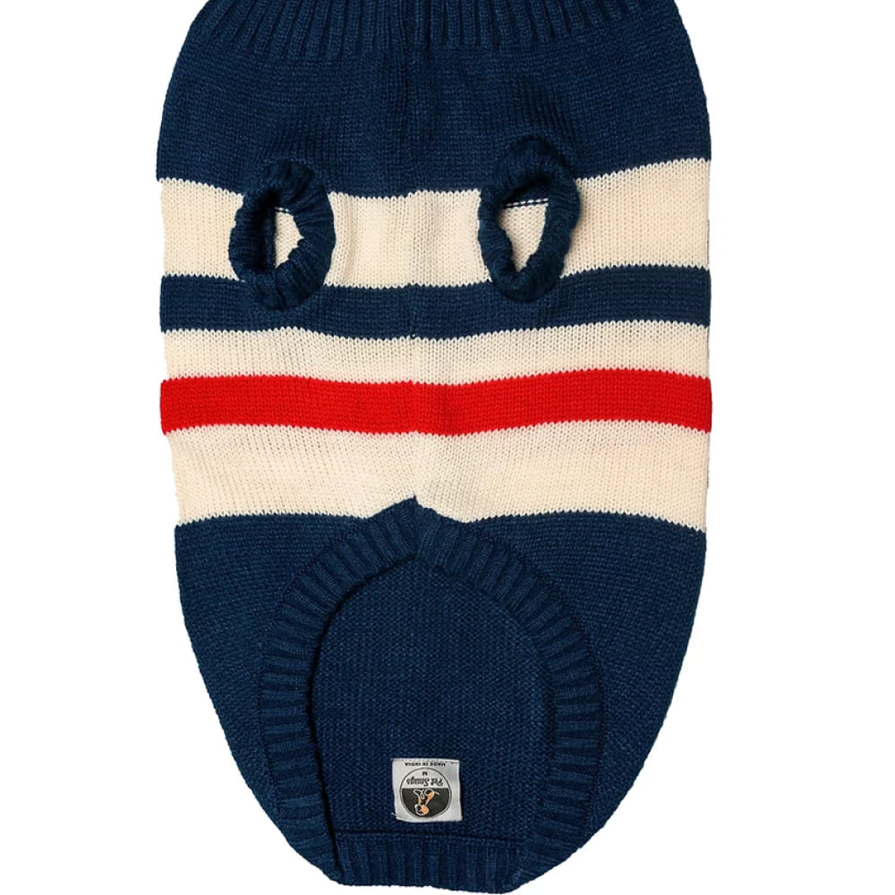 Pet Snugs Stripes Sweaters For Dogs (Blue White & Red)