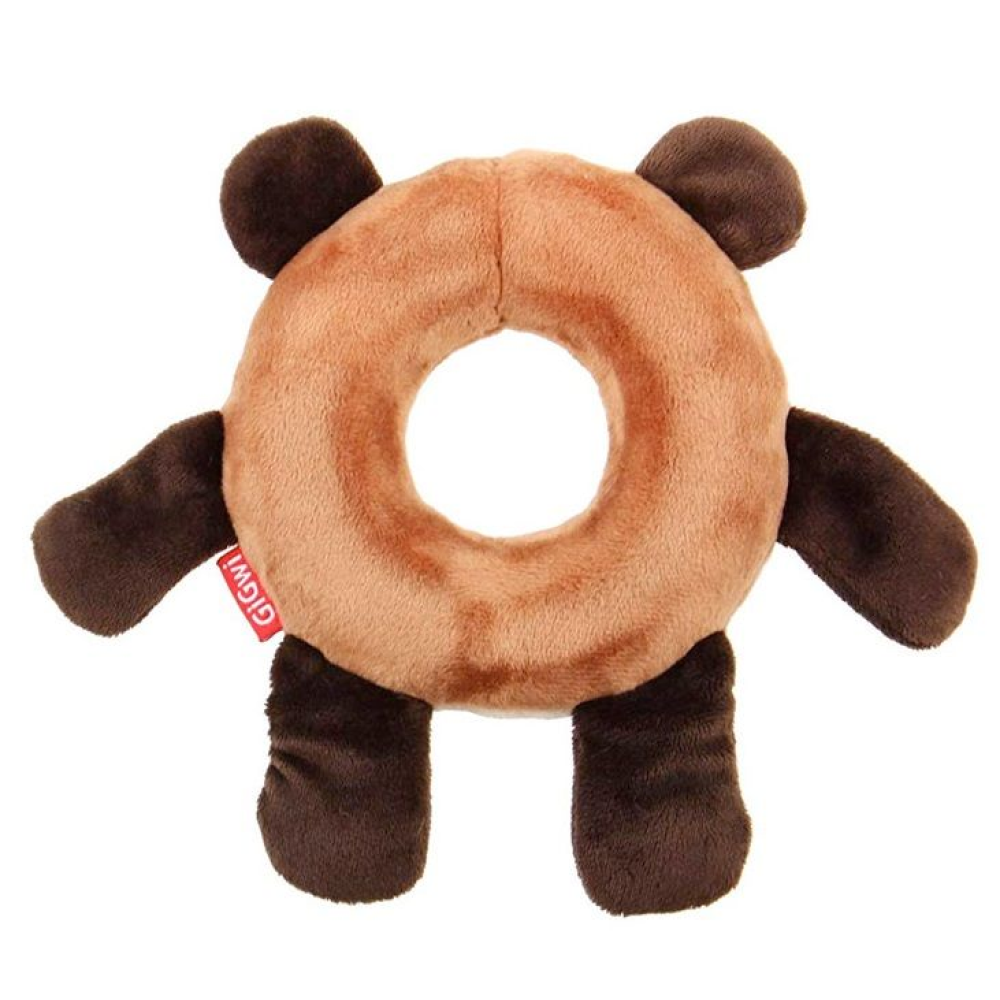GiGwi Plush Friendz with Foam Rubber Ring & Squeaker - Bear