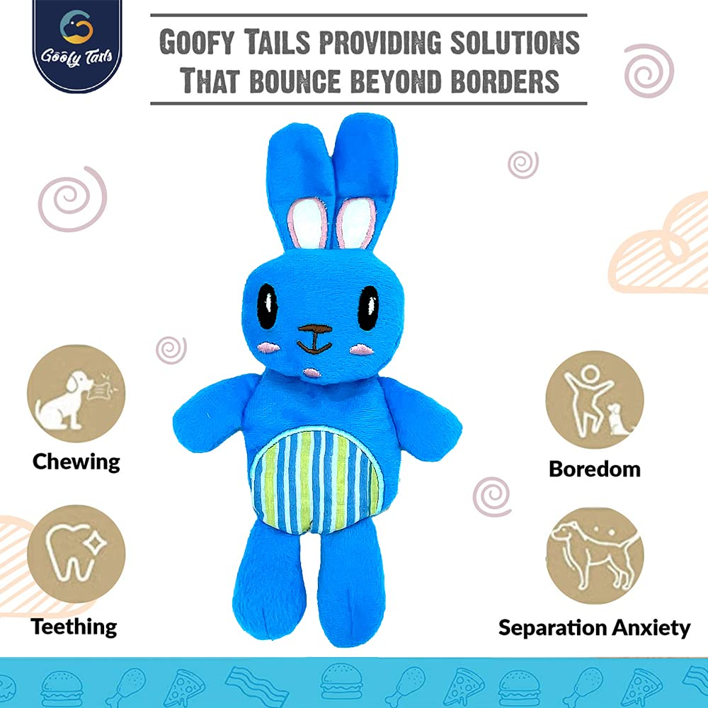 Goofy Tails Babypet Skinny Rabbit Soft Squeaky Dog Toys (Blue)