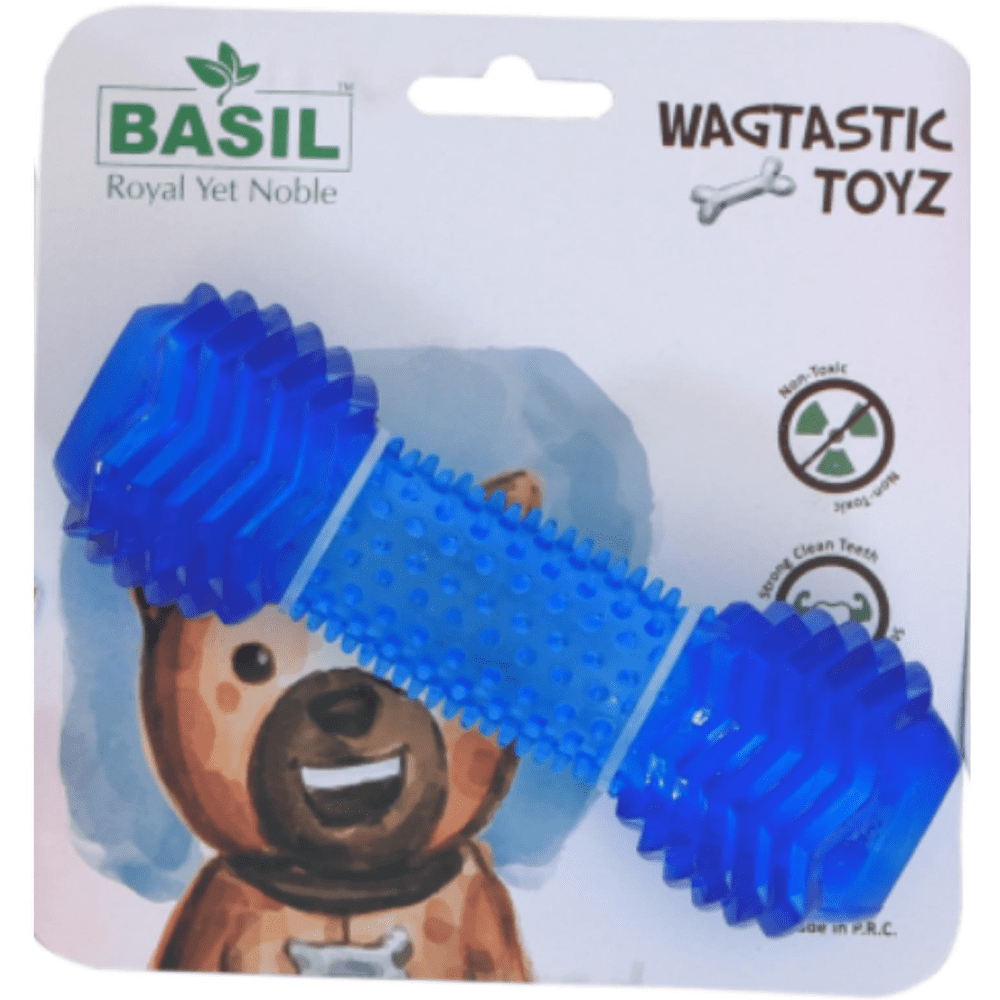Basil Spiky Rubber Dumbell with Hollow Centre toy for Dogs (Assorted)