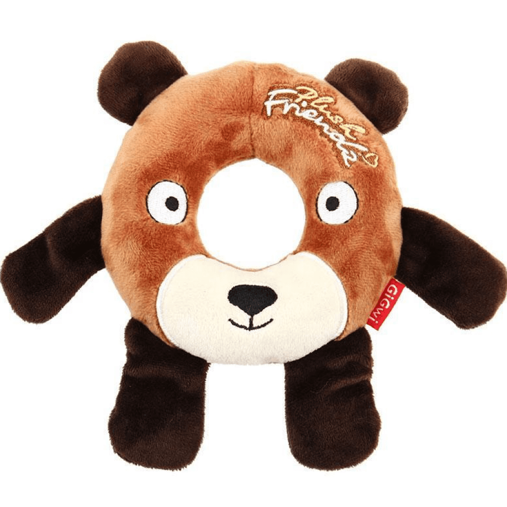 GiGwi Plush Friendz with Foam Rubber Ring & Squeaker - Bear