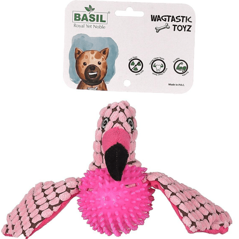 Basil Bird Shaped Plush Toy with Squeaky Neck (Assorted)