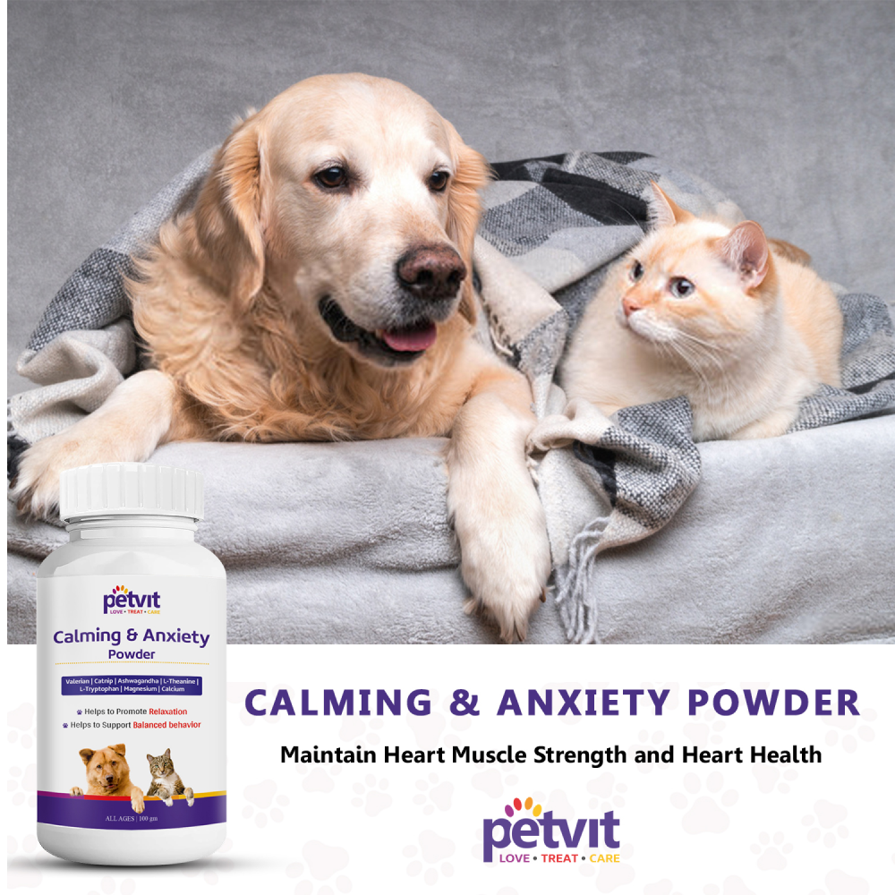 Petvit Calming & Anxiety Powder to Reduce Stress, Aggression & Anxiety for Pets