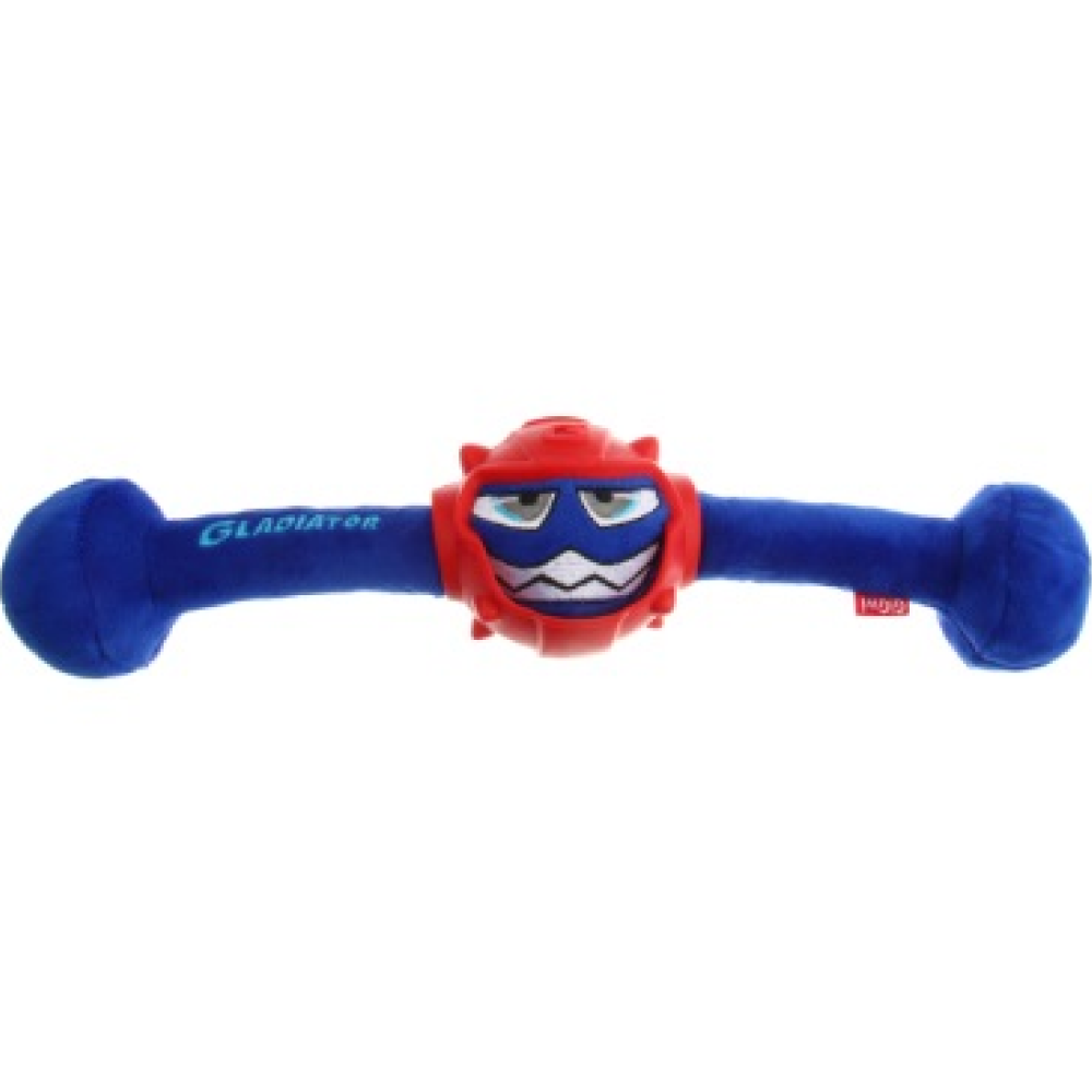 GiGwi Gladiator with Squeaker Inside & Plush/TPR Toy for Dogs (Blue)
