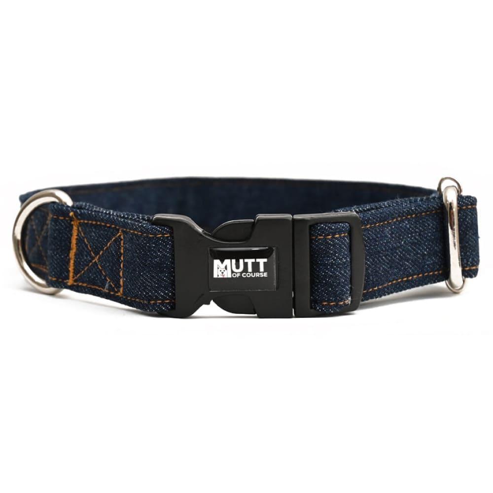 Mutt of Course Denim Dog Collar (Dark Blue)