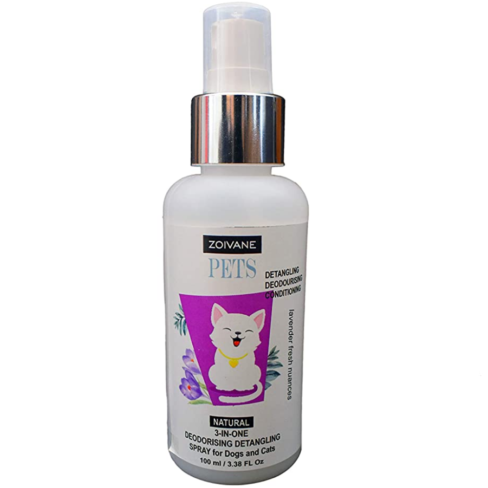 Zoivane Natural 3 in 1 Detangling Deodorizing Spray for Pets (Lavender Fresh Nuances)