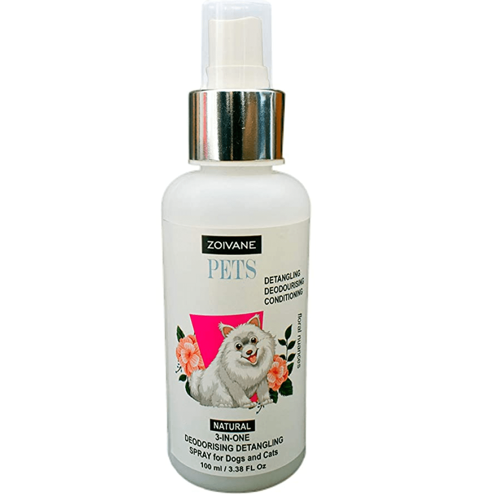 Zoivane Natural 3 in 1 Detangling Deodorizing Spray for Dogs (Floral Nuances)
