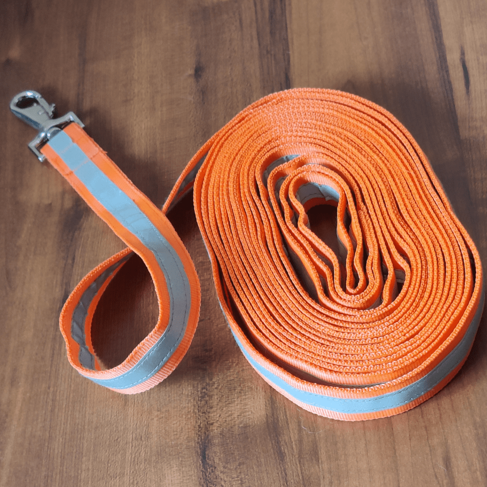 FurBuddies 20-Feet Dual-Reflective Long Line Leash for Dogs (Orange Neon)