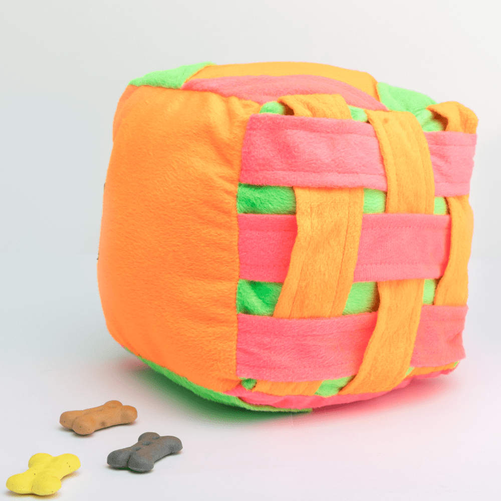 FurBuddies Neon Punch Find Dem Treats Activity Toy for Dogs