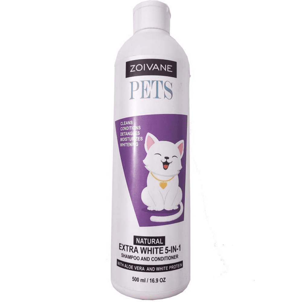 Zoivane Natural Extra White 5 in 1 Shampoo Conditioner for Cats (Floral and Sweet)