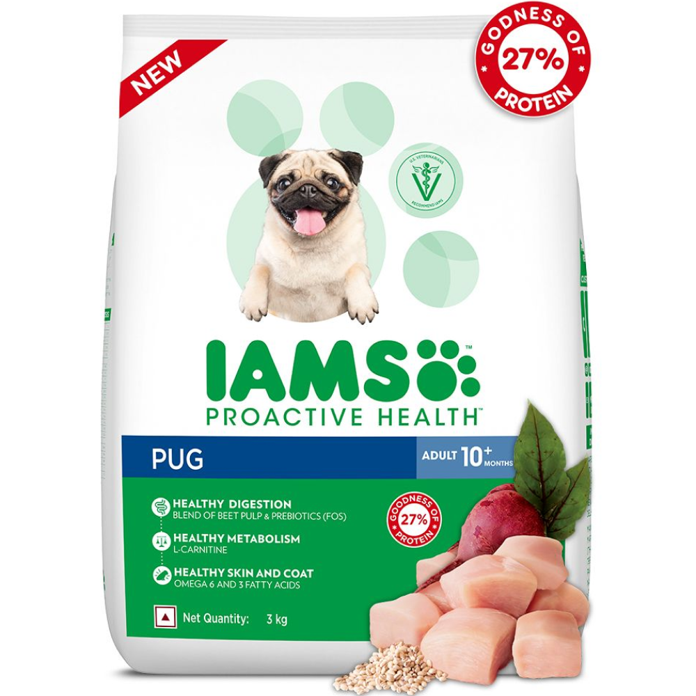 IAMS Proactive Health Adult Pug Premium Dry Dog Food with Container