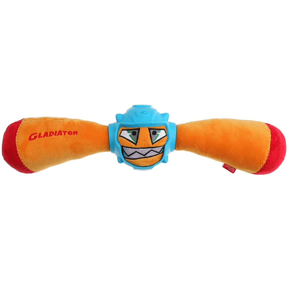 GiGwi Gladiator with Squeaker Inside & Plush/TPR Toy for Dogs (Yellow)