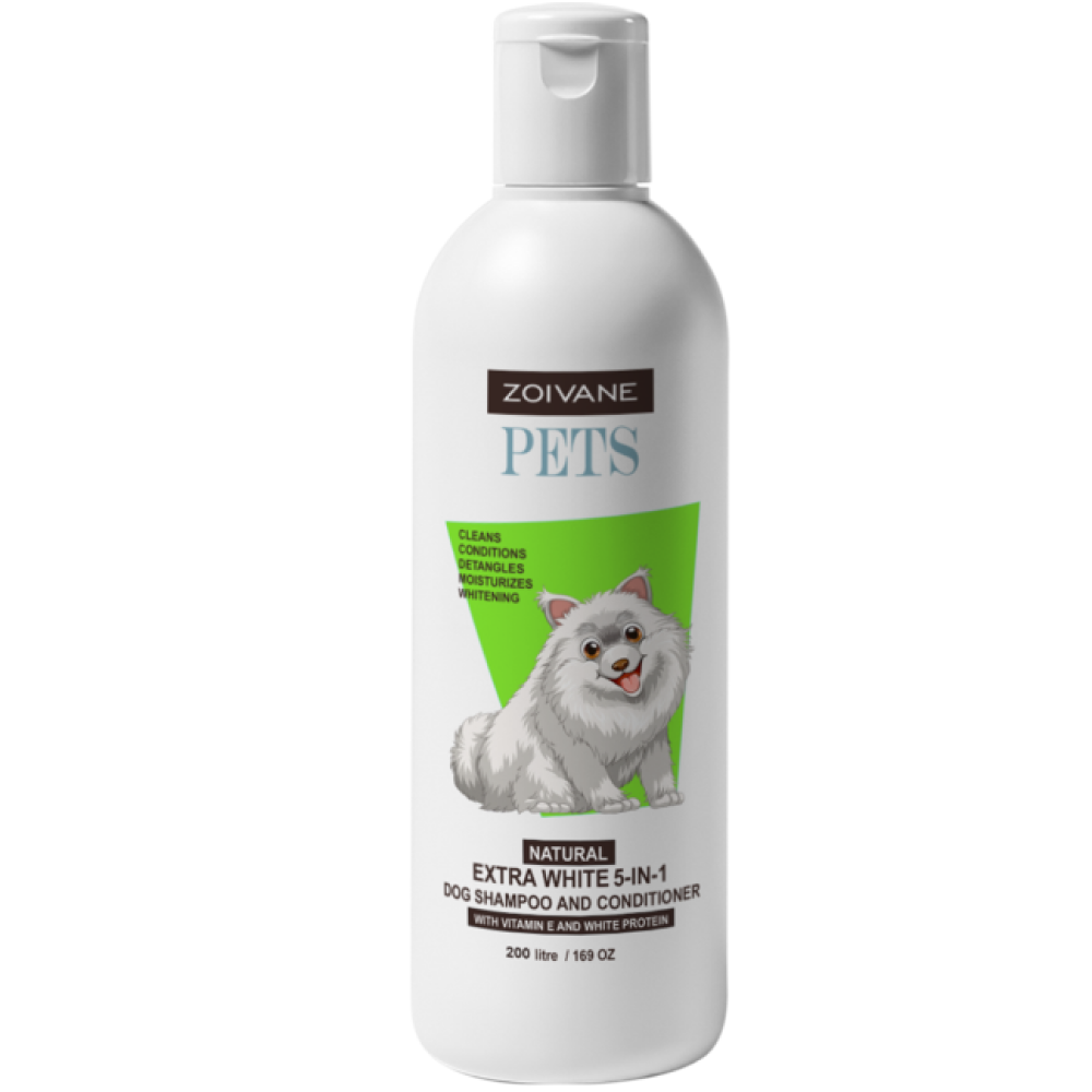 Zoivane Natural Extra White 5 in 1 Shampoo Conditioner for Dogs (Floral and Rosy)