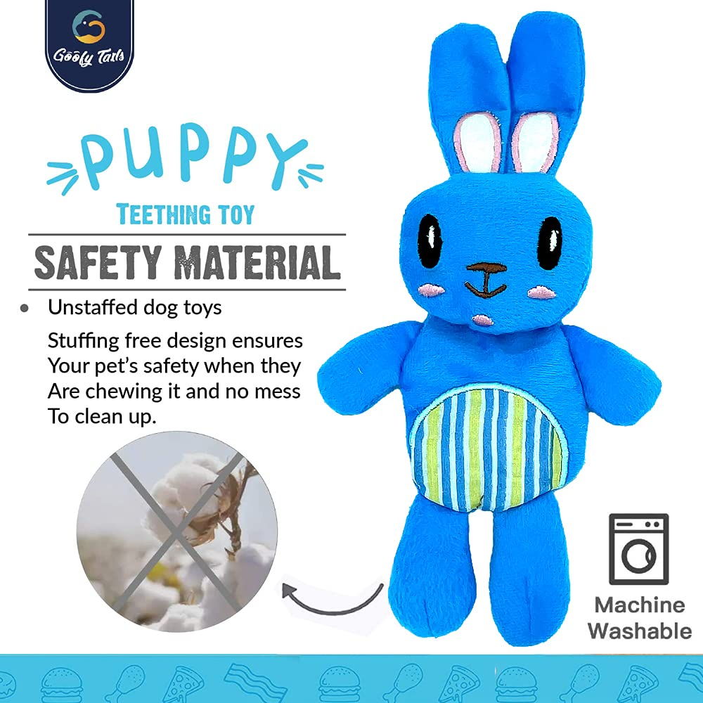 Goofy Tails Babypet Skinny Rabbit Soft Squeaky Dog Toys (Blue)