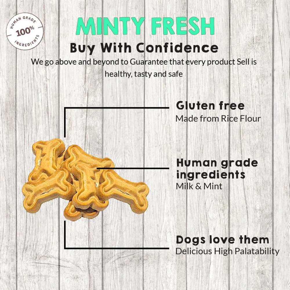 Goofy Tails Minty Fresh Milk & Mint Biscuit Treats for Dogs & Puppies