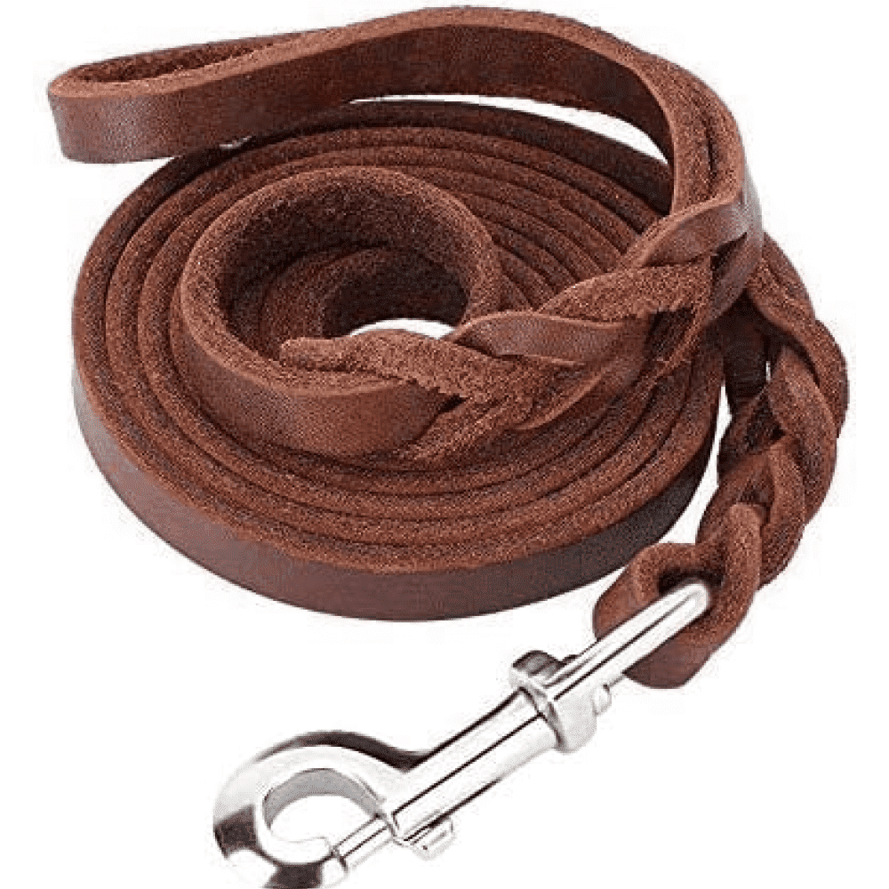 Emily Pets Braided Leather Leash (Brown)