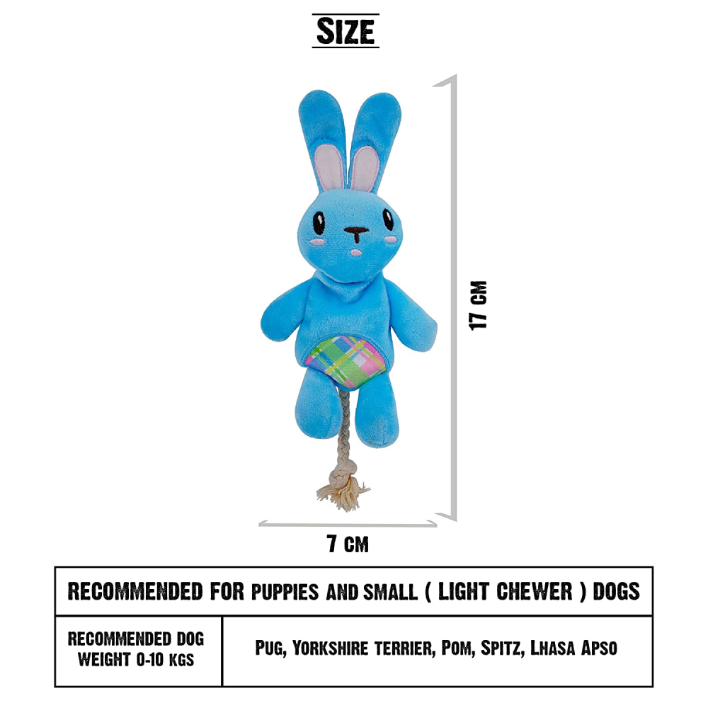 Goofy Tails Babypet Skinny Rabbit Soft Squeaky Dog Toys (Blue)