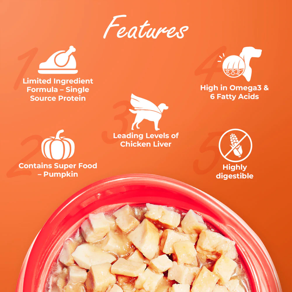 Kennel Kitchen Supreme Cuts in Gravy - Chicken Liver Recipe with Pumpkin Dog Wet Food for Adults & Puppies