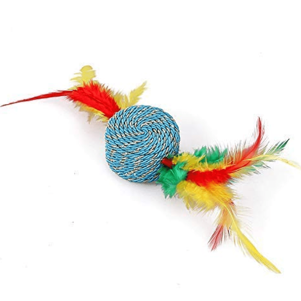 Emily Pets Scratch Toy With Feathers for Pets (Blue)