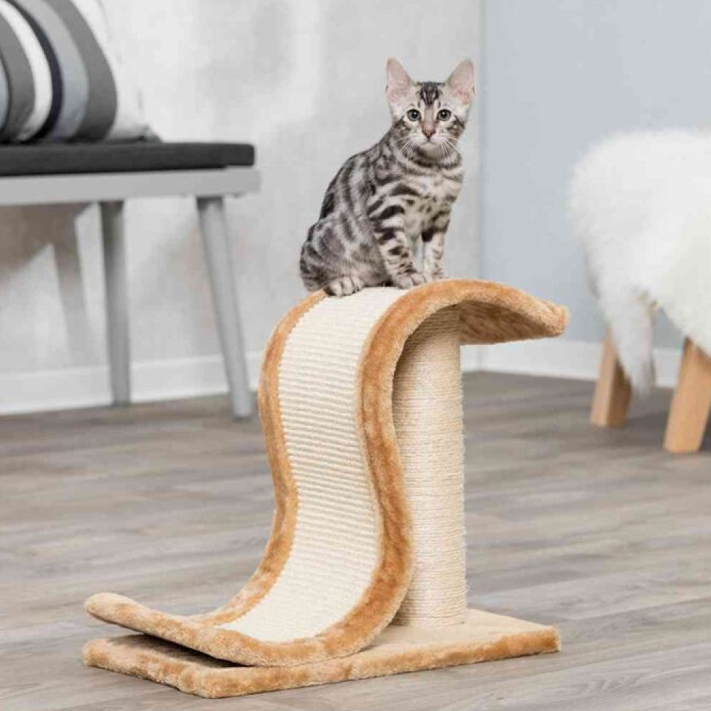 Trixie Inca Scratching Wave on Post for Cats (Light Brown)