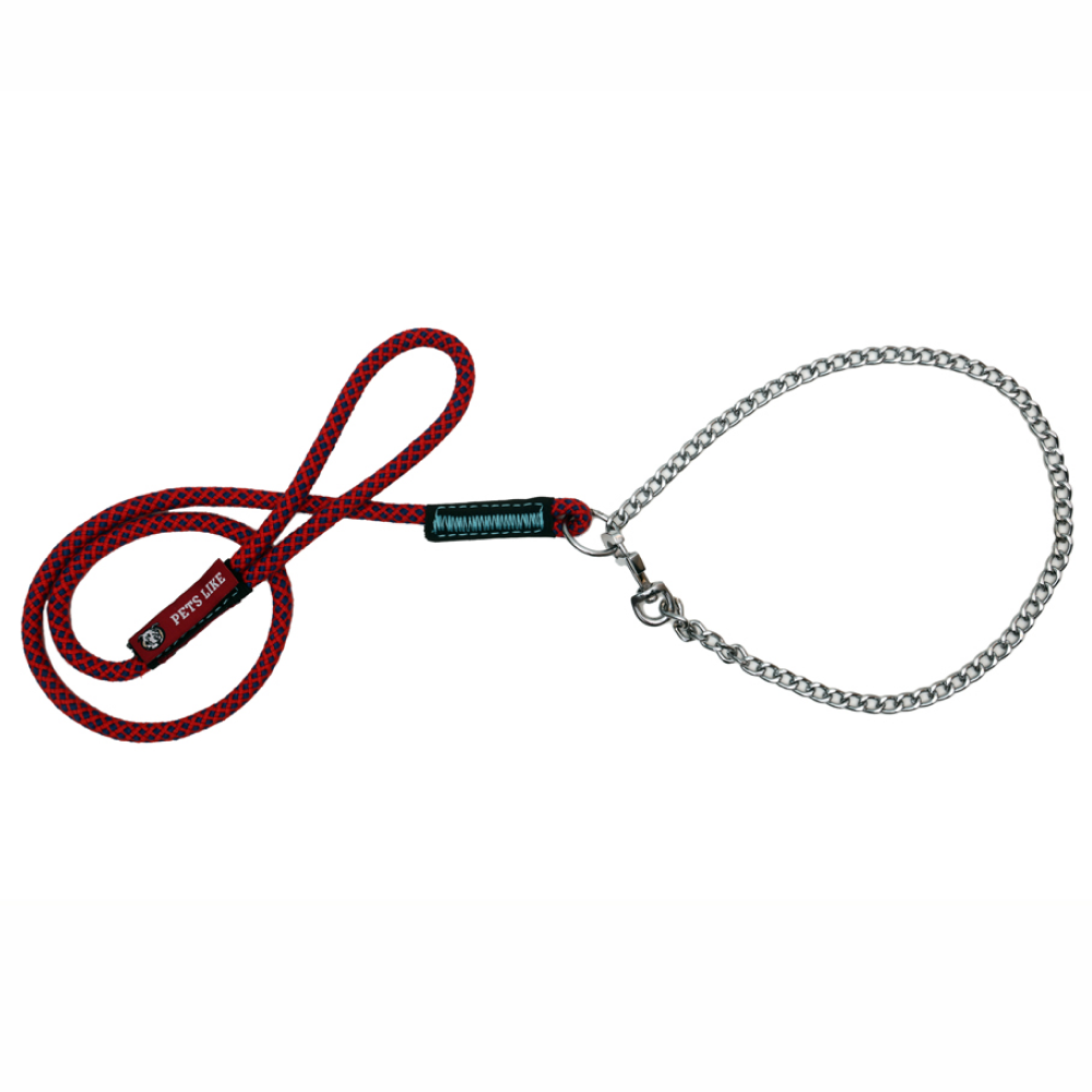 Pets Like Training Rope Leash with Chain for Dogs (Red)