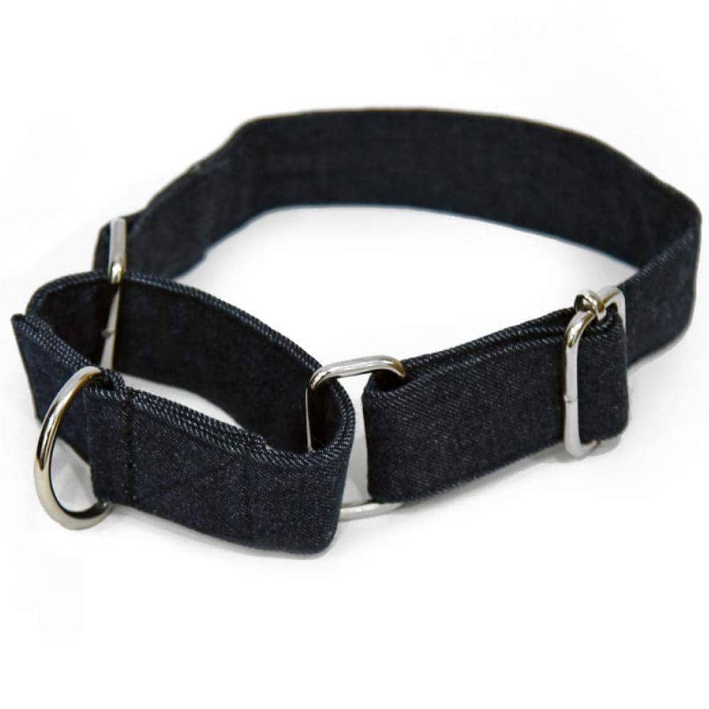 Mutt of Course Denim Dog Martingale Collar(Dark Blue)