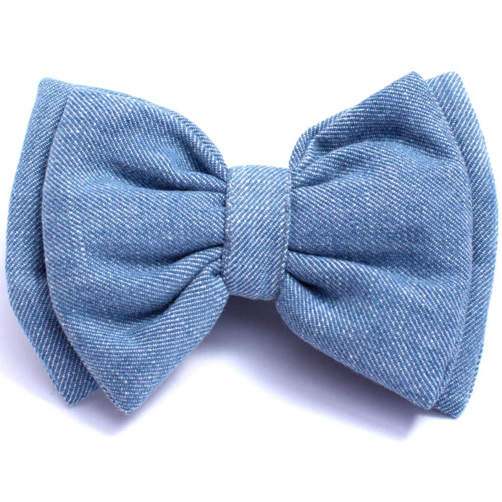 Mutt of Course Denim Bow Tie For Dogs(Light Blue)
