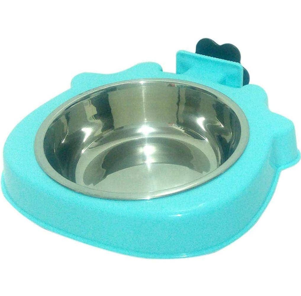 Emily Pets Stainless Crate Bowl with Removable Feeder Bowl for Pets (Blue)