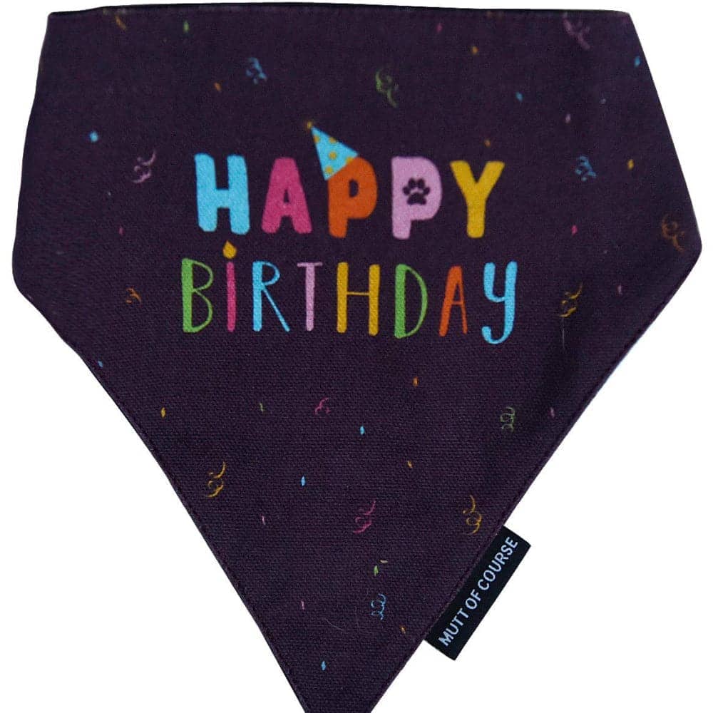 Mutt of Course Cotton Happy Birthday Bandana For Dogs